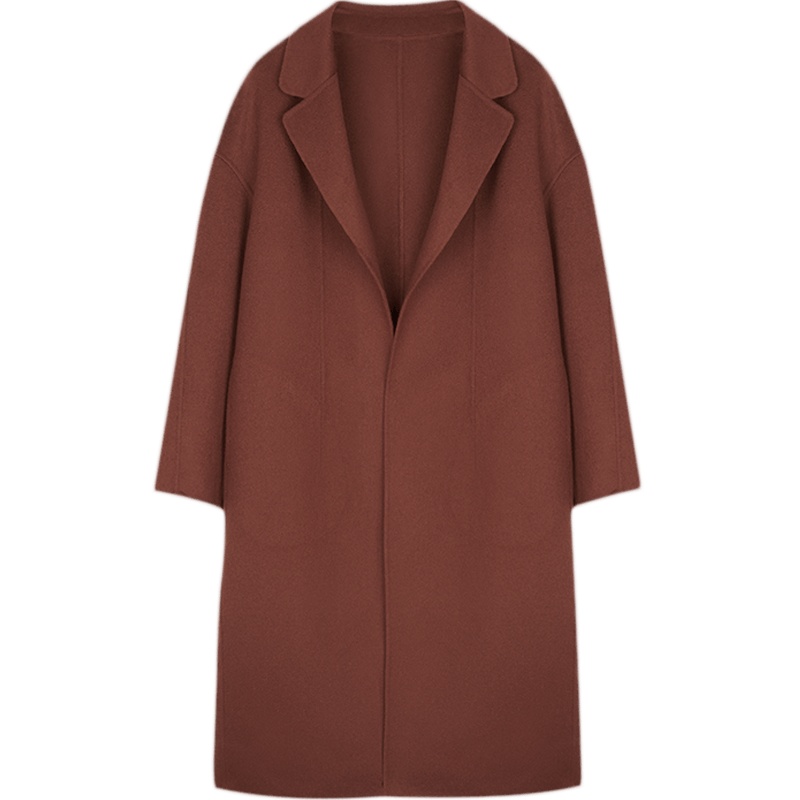 鄂尔多斯ERDOS 秋冬羊毛羊绒翻领中长款女士大衣外套