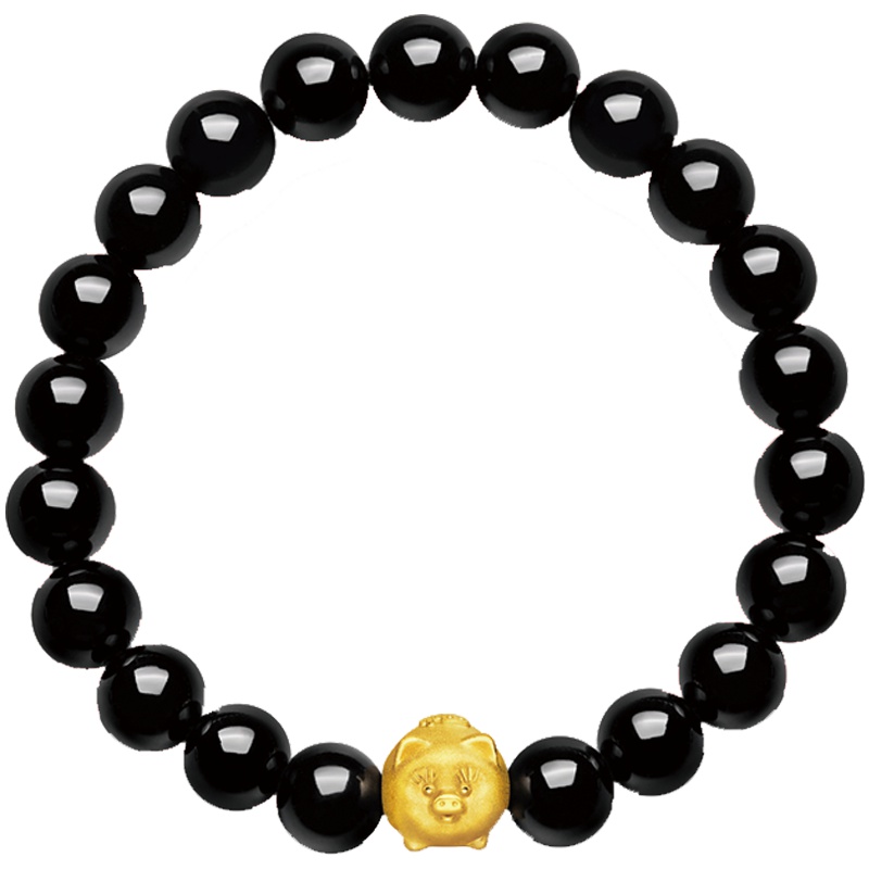 周大福珠宝首饰金猪足金黄金玉髓手链/手串R21137