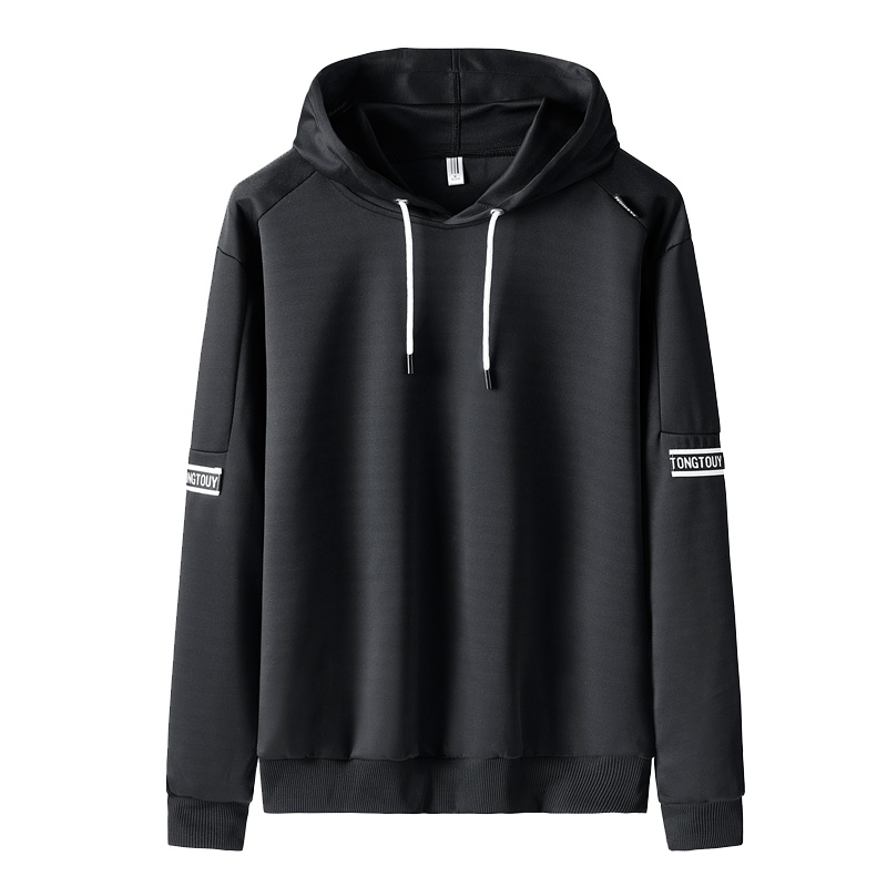 三弦(LA CORDE)长袖男T恤2019秋季学生潮流上衣 韩版个性连帽卫衣男青年打底衫