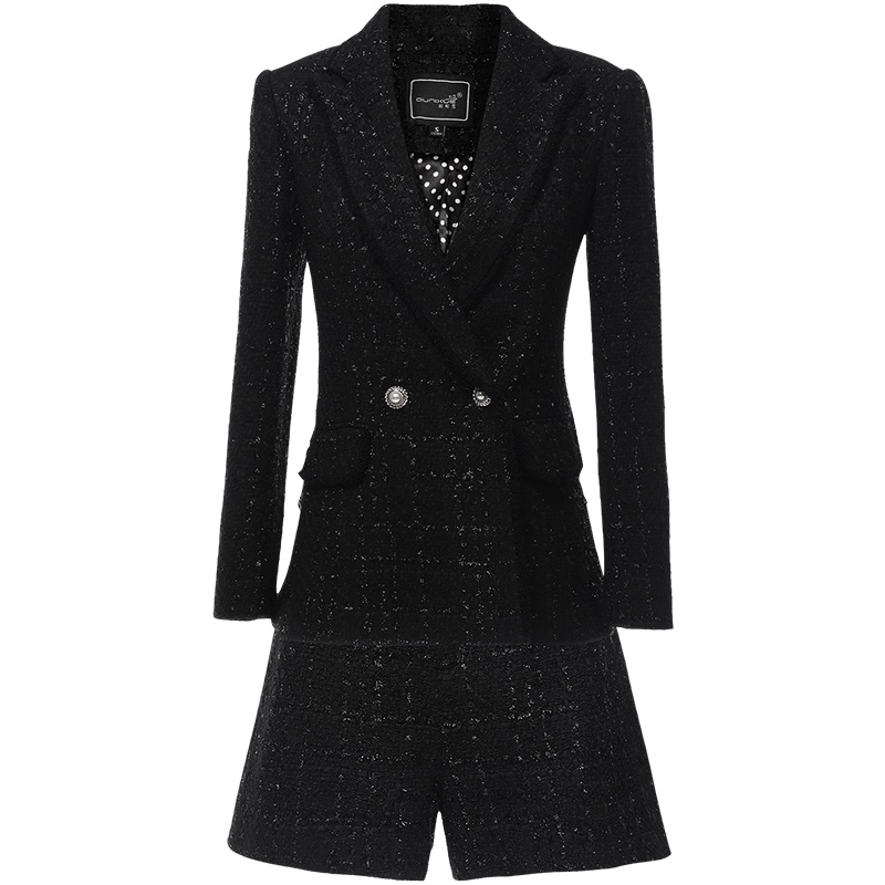 OUNIXUE欧昵雪 | 秋冬季时尚双排扣翻领外套高腰显瘦休闲裤两件套通勤套装裤女