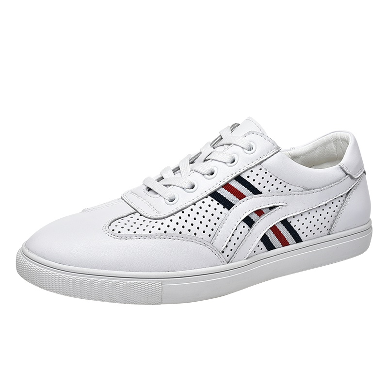 策乐(cele)新款小白鞋男冲孔透气板鞋男低帮休闲鞋男二层牛皮男鞋潮流男鞋RL-6091