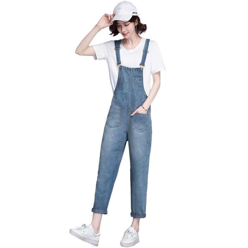 丝柏舍2020夏装牛仔裤纯色简约修身显瘦背带牛仔裤S92E0010K