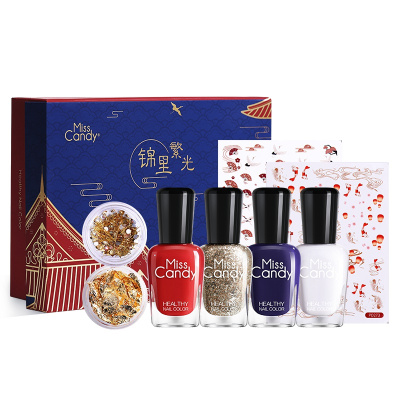 糖果小姐Miss candy 健康可剥甲油套装国风礼盒 SN150 锦里繁光7ml*4