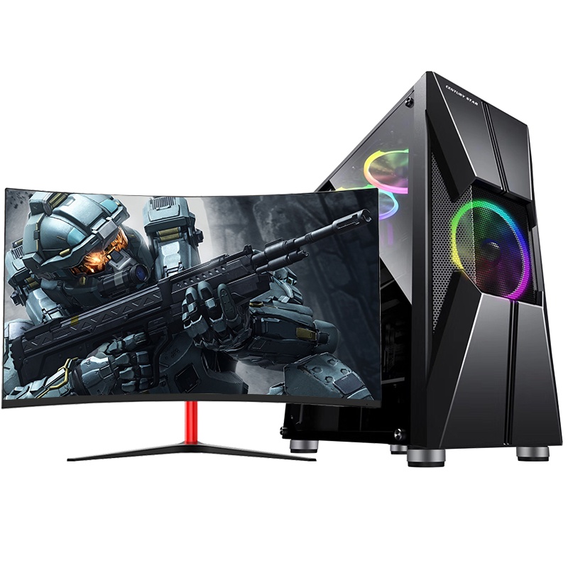 世纪之星 i7级六核至强E5 2620/GTX1050 D5独显/8GB内存/256G固态 家用办公商用游戏台式机 台式电脑 DIY组装机 组装电脑 电脑主机+27英寸显示器全套