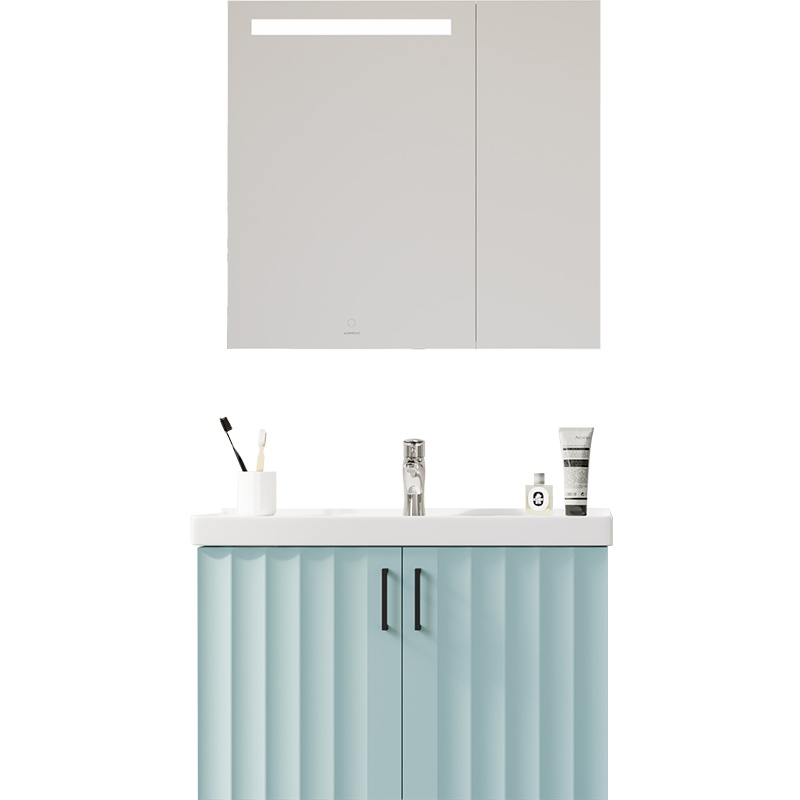 九牧JOMOO现代简约 挂墙式实木浴室柜组合卫生间洗脸盆洗手盆洗漱台镜柜卫浴套装A2256/A2256