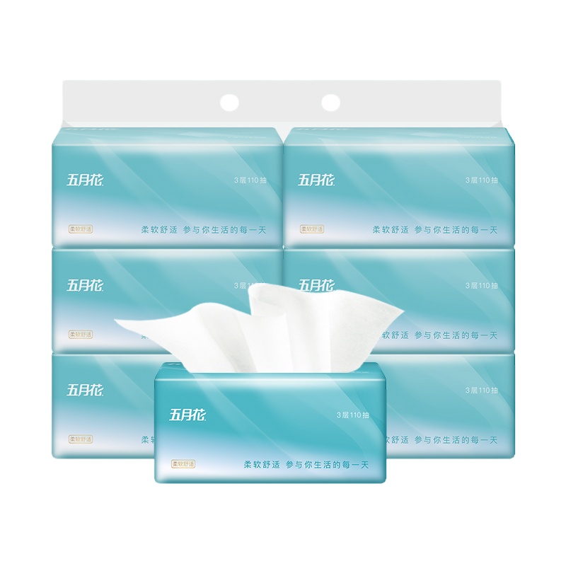 五月花 抽纸 婴儿柔系列 3层120抽4包 面纸 卫生纸 餐巾纸 擦手纸 实惠装纸巾