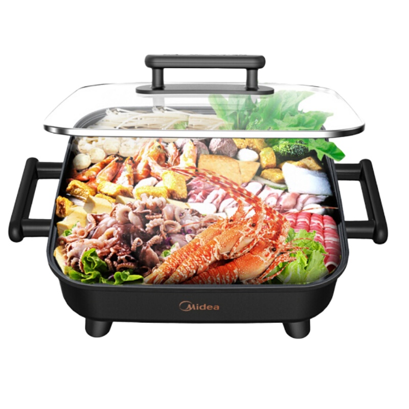 美的(Midea)电火锅 DY3030Easy101多功能电热锅涮烤一体锅炒锅温度调节功能家用火锅大容量6L电煮锅