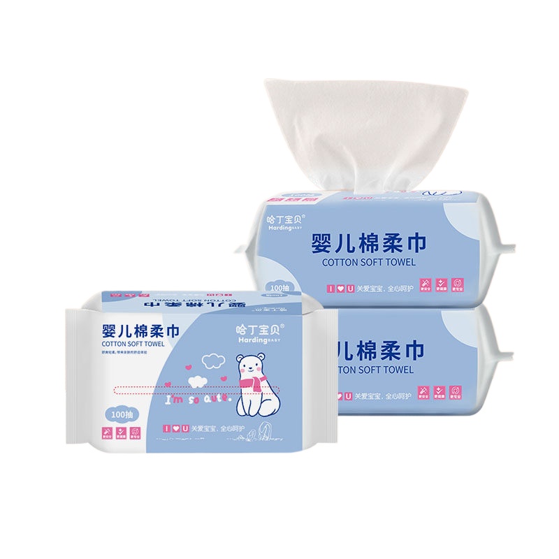 哈丁宝贝棉柔巾婴儿擦屁干湿两用新生儿宝宝手口屁专用非湿巾3包