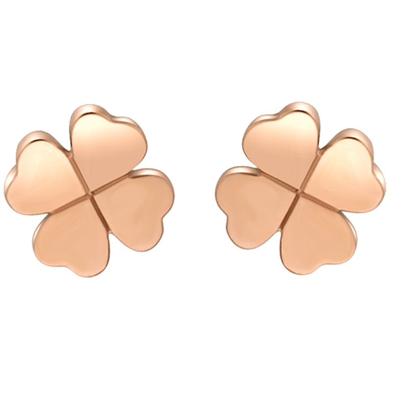 金一18K金新款玫瑰金四叶草女士K金耳钉送女友 (定价)CEF005 AU750
