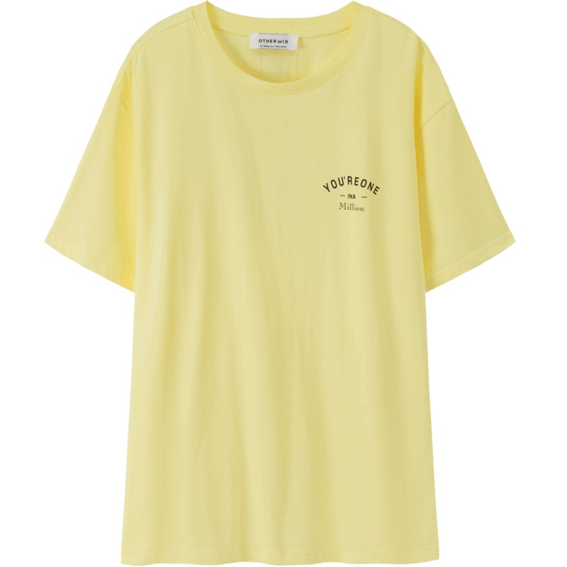 OtherMix贴布字母印花T恤2021年夏季新款圆领宽松短袖潮流女上衣