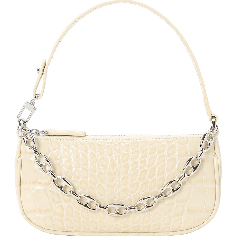 BY FAR RACHEL 腋下包迷你 鳄鱼压纹20CRMIRACEDSMA银扣 19X9.5X2.5cm