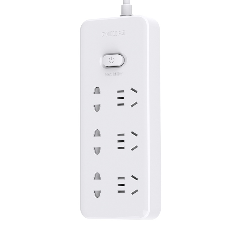 飞利浦(Philips)SPS2623B/93六插位总控开关全长1.8米带保护门外壳防污耐刮插座插线板拖线板接线板排插