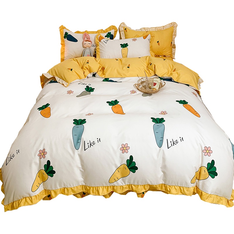 北极绒/Bejirog秋冬加厚磨毛四件套ins风床单被套床裙秋冬床上用品三件套