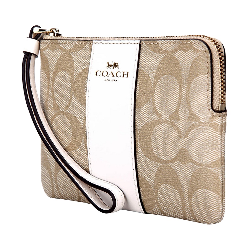 Coach 蔻驰 女款卡其白色PVC短款手拿包零钱包 F58035IMDQC