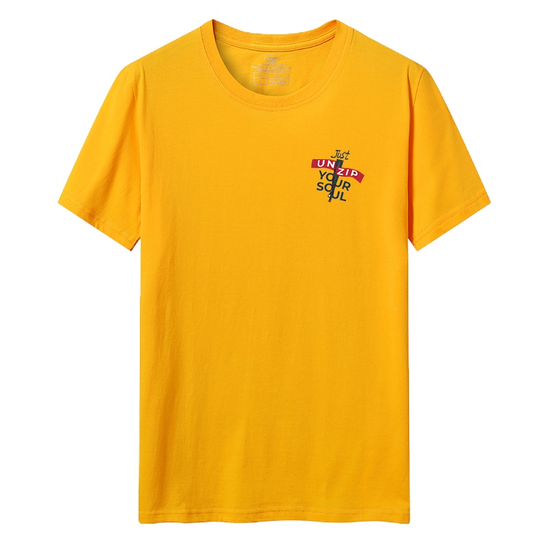 卡帝乐鳄鱼(100%棉) 夏季新款男士圆领短袖T恤左胸字母印花时尚百搭