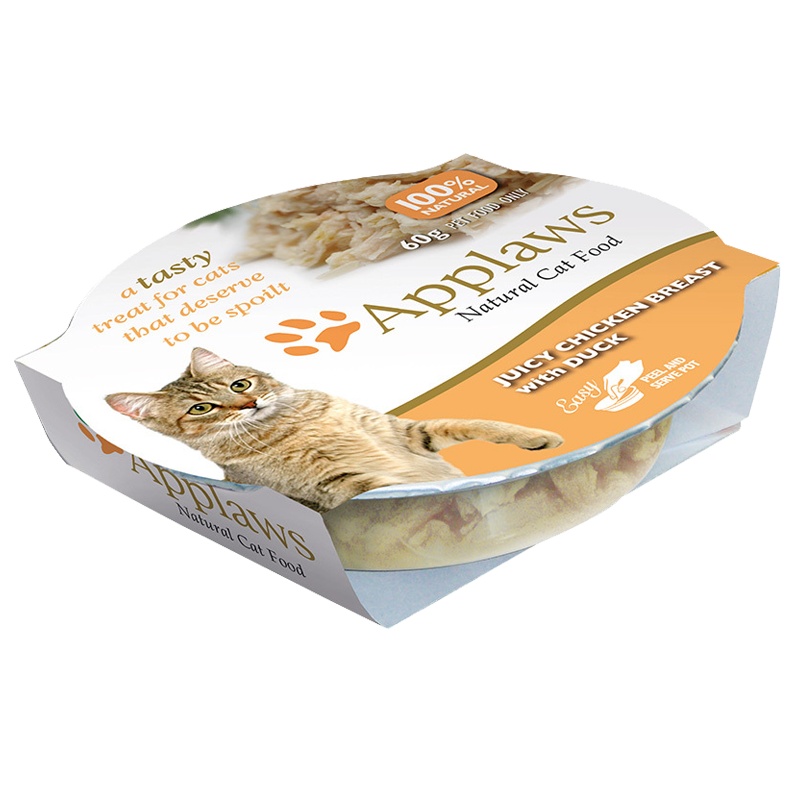 爱普士猫餐杯 英国Applaws 猫用鸡肉鸭肉口味猫咪营养湿粮零食易撕餐杯 60g