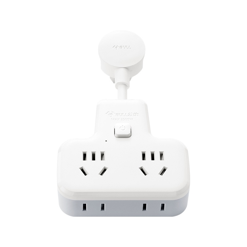 公牛(BULL)GN-9722K一转四4位总控开关柔性转换插头品字形插座无线转换插座电源转换器适用于卧室厨房白色