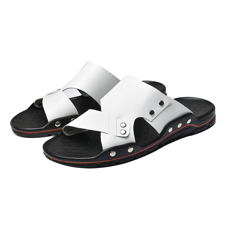 时尚简约防滑真皮男休闲鞋男凉鞋男沙滩鞋拖鞋