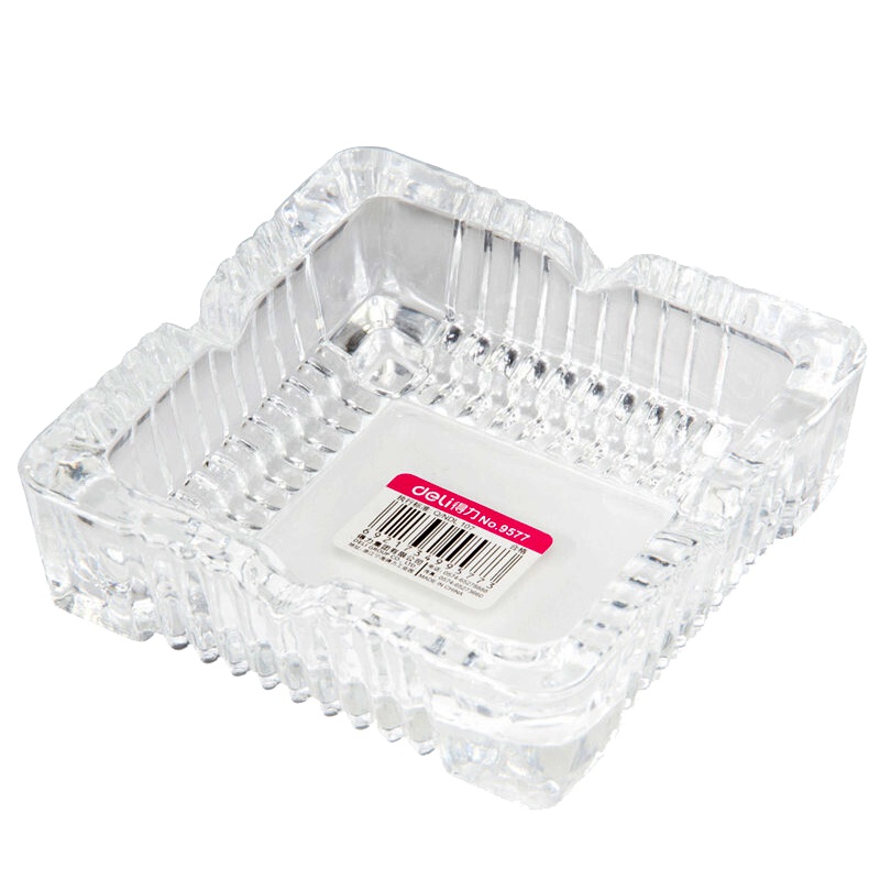 得力 9577 玻璃烟灰缸(透明) (只) 105*105mm(只)