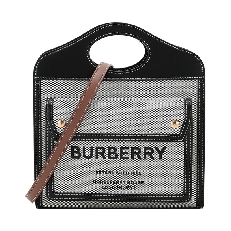 BURBERRY 博柏利 女士 织物配皮口袋包手提单肩斜挎包80324371