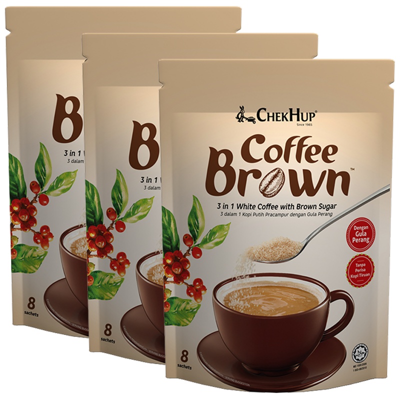 马来西亚原装进口 泽合怡保三合一红糖咖啡 速溶咖啡粉200g(25g*8包)*3袋
