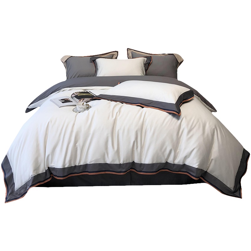 苏宁极物100支新疆长绒棉四件套全棉纯棉100被套床单床笠四季通用床上用品