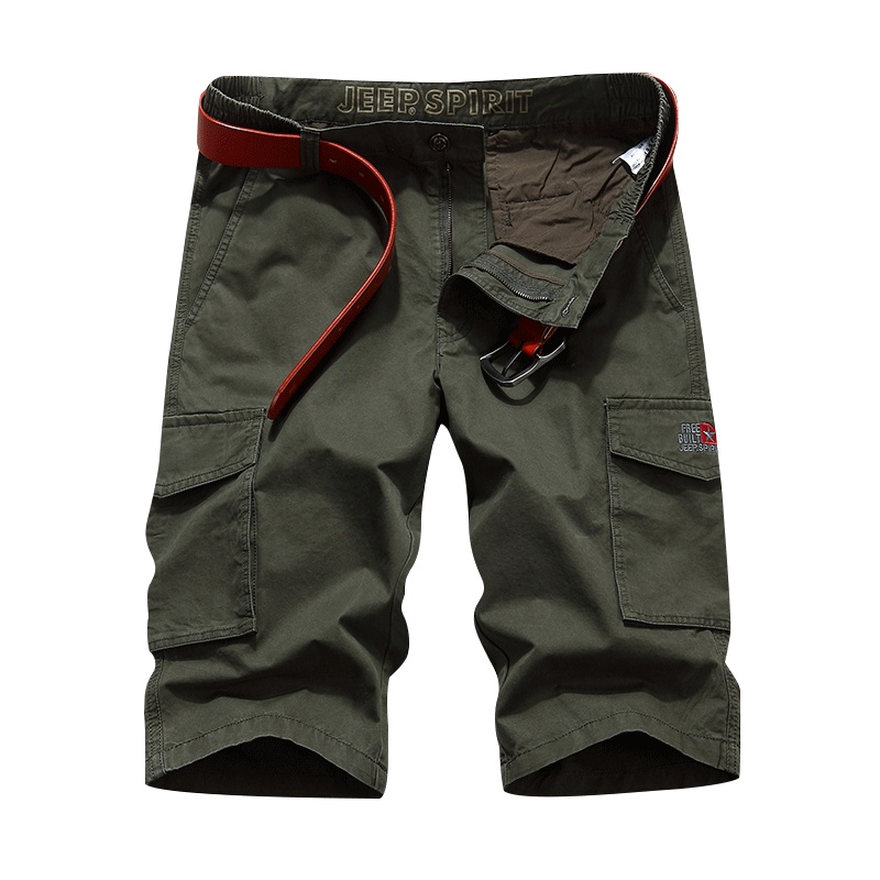 JEEP吉普男士短裤男裤子休闲裤夏季宽松五分裤多口袋工装裤男装薄款沙滩修身百搭纯色弹力运动裤