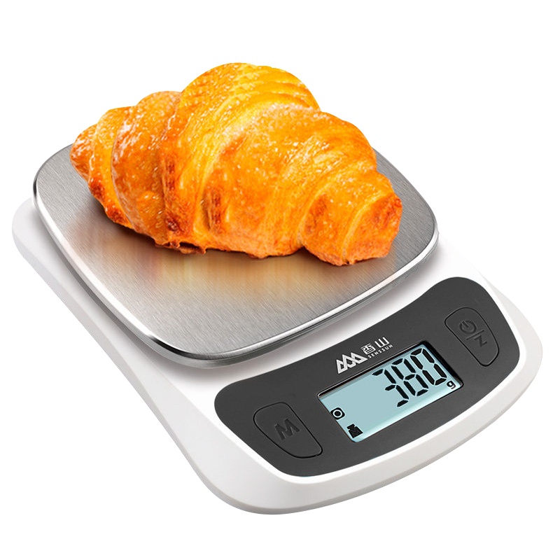 香山厨房秤电子秤1g高精度 家用烘焙秤不锈钢拉丝秤面珠宝秤 升级版(称重5kg 精度值1克)