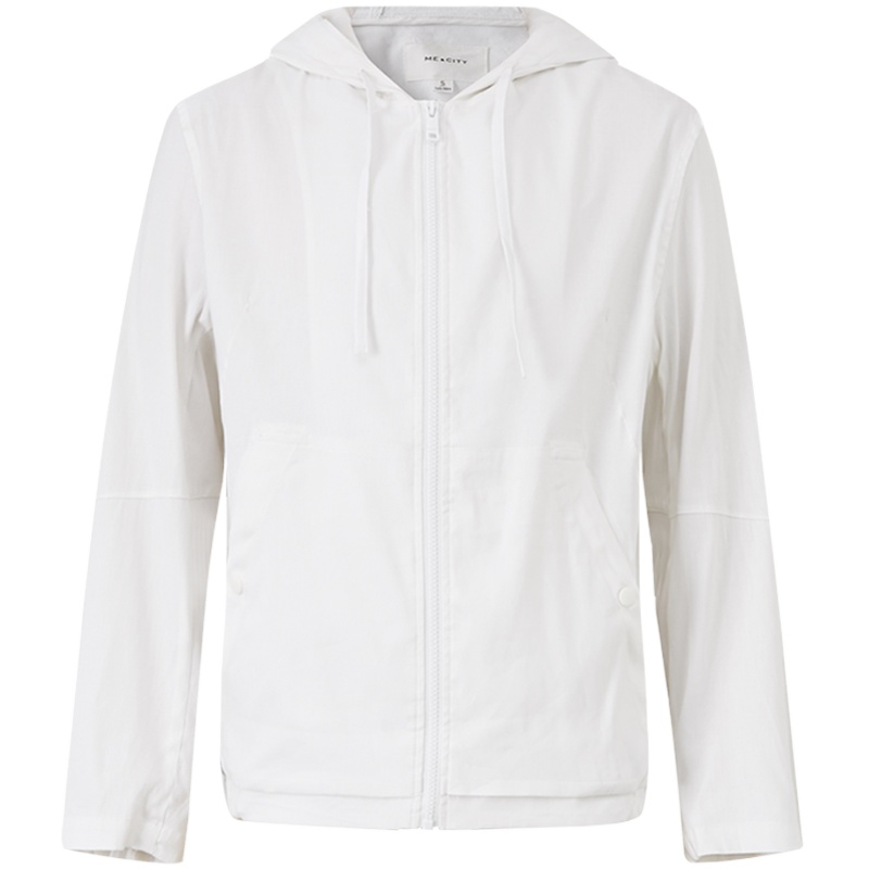 MECITY男装2020夏季棉麻连帽夹克时尚宽松运动外套男棉麻