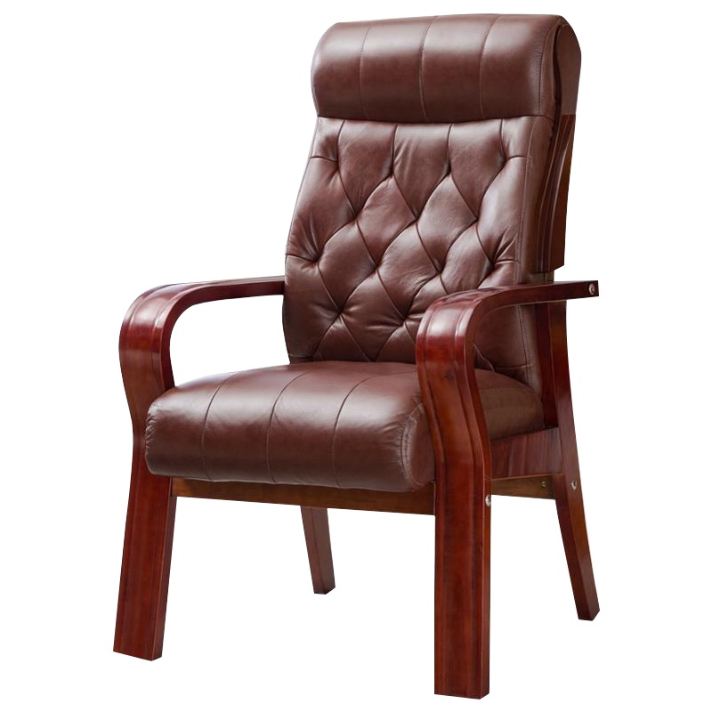 鑫金虎 老板椅真皮总裁电脑椅家用老板椅实木办公椅会议室麻将椅四脚班椅会议椅