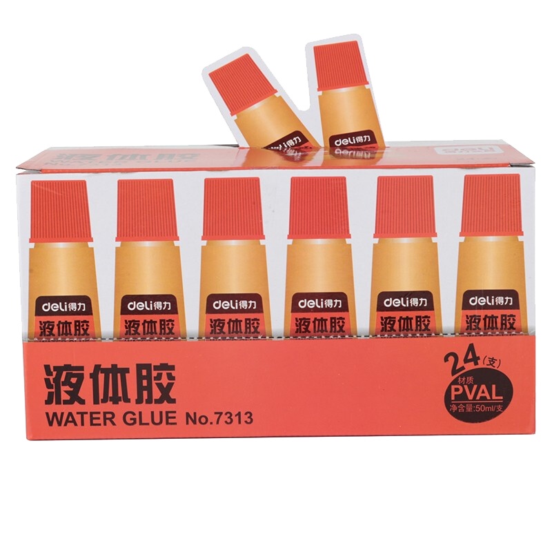 [精选]得力 7313 胶水50ml 液体胶强粘型液体透明黄胶水海绵头 50ml (12支装)