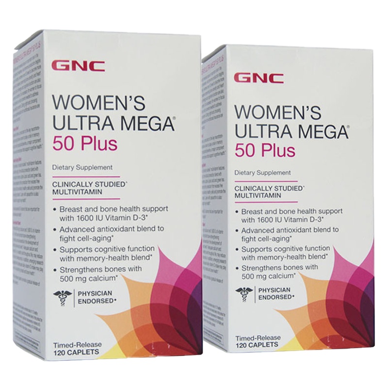 [2瓶装]美国进口 健安喜(GNC) 50岁中老年女性复合综合维生素片120粒 缓释型