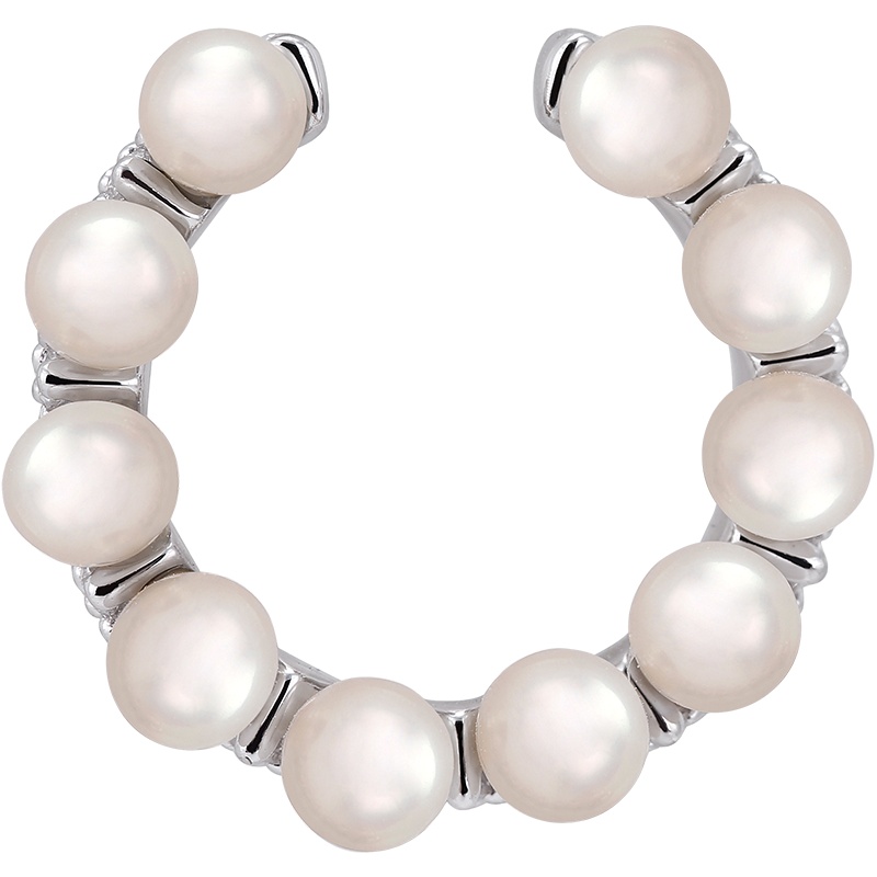 APM MONACO新款Z字形波浪珍珠耳环女气质时尚耳坠 单只银色耳骨夹送女友 AE12374XPL