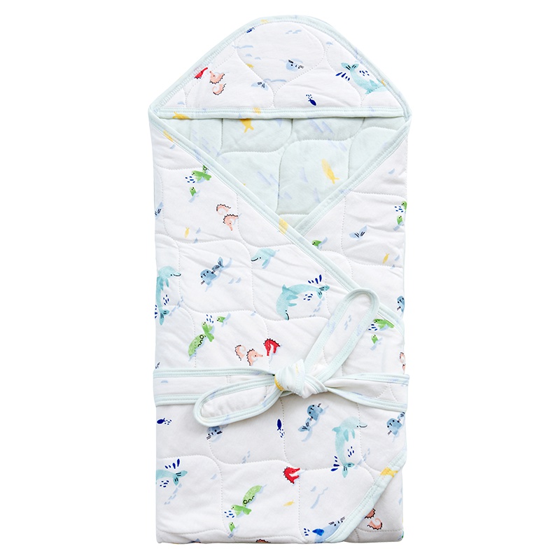 苏宁极物 全棉针织印花小海豚婴童裹被春秋被棉花被新生儿包被纯棉包裹婴儿抱被宝宝用品