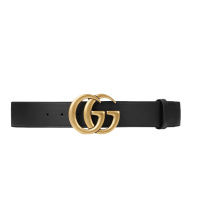[倪妮易烊千玺同款]GUCCI 古驰 男女同款双G板扣式时尚黑色皮革腰带400593-AP00T-1000黑色80CM