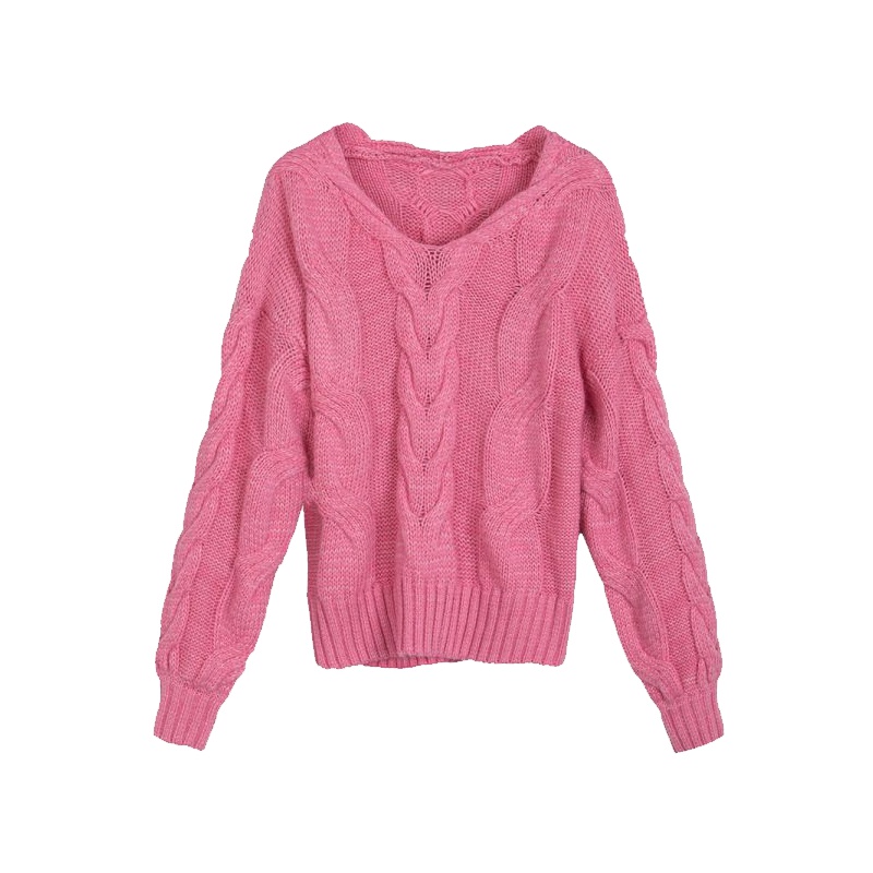 拉贝缇春季针织衫新款时尚外搭宽松毛衣春装长袖套头清新针织衫女60006038