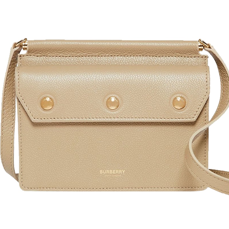 BURBERRY 博柏利 Title 口盖包 单肩包 斜挎包迷你 字母印字标光面皮8014580金扣