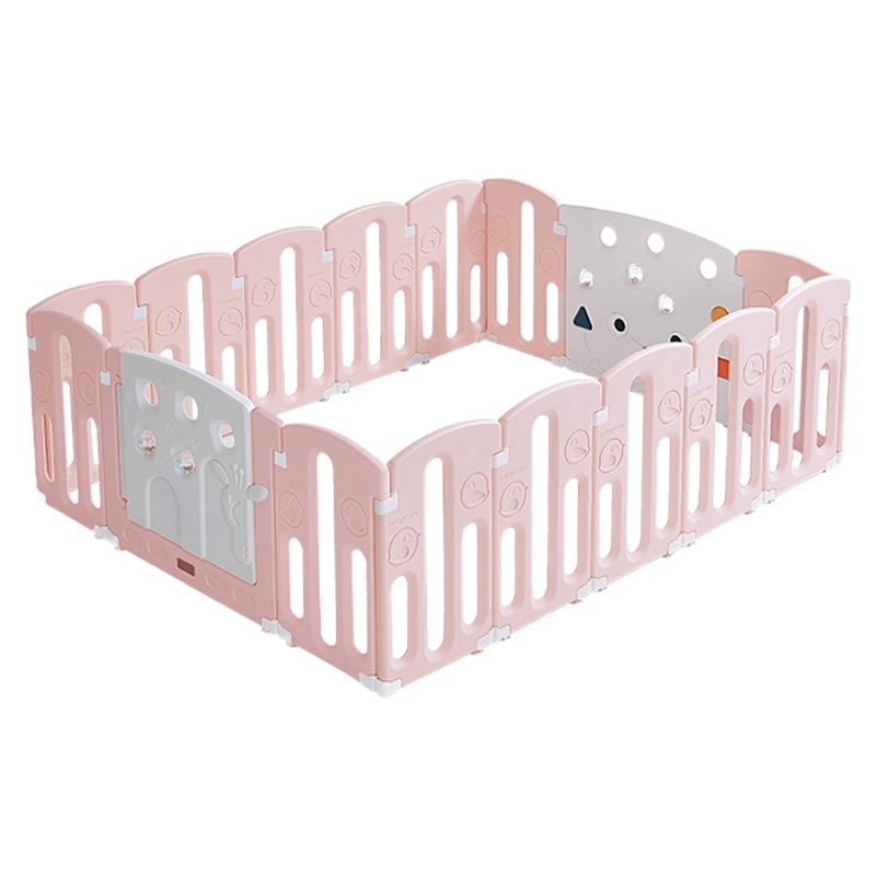 babycare儿童游戏围栏室内婴儿防护栏爬行垫安全学步14+2维尔粉围栏