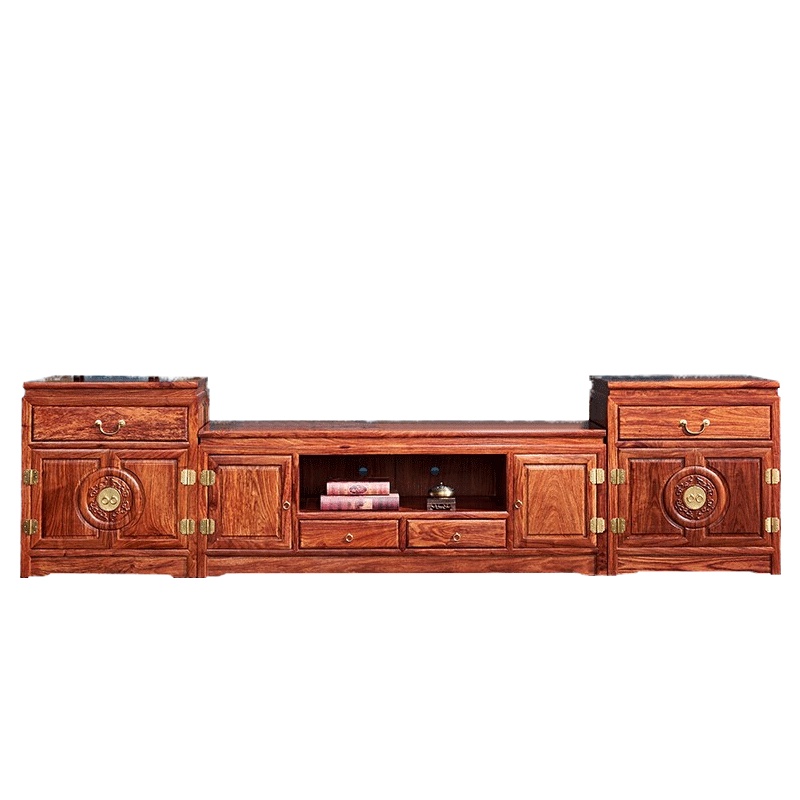周家庄红木家具非洲花梨(学名:刺猬紫檀)实木电视柜 新中式置物柜地柜 客厅电视柜