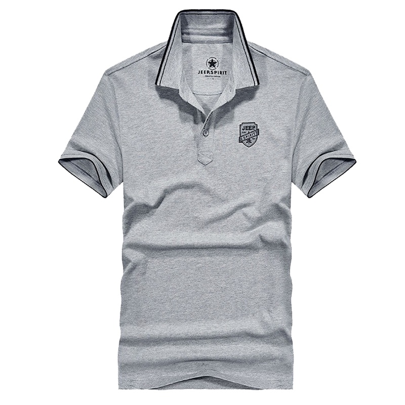 JEEP吉普短袖T恤男士夏季新款商务休闲纯棉翻领纯色衬衫男短袖潮