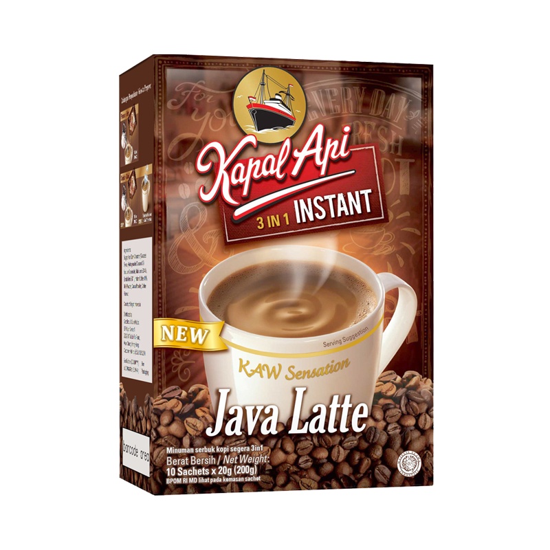 火船咖啡印尼进口三合一拿铁咖啡特浓速溶咖啡粉20g*10包
