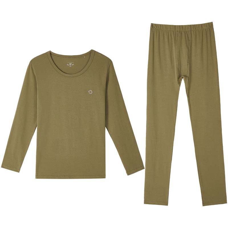 爱帝情侣保暖内衣女套装男士秋衣秋裤薄款圆领打底棉毛衫保暖衣