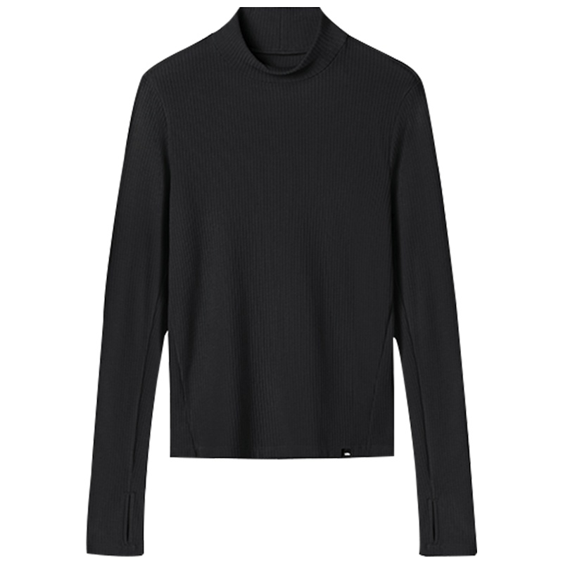 蕉下摇粒绒打底衫女高低圆领黑色毛衣秋冬内搭修身针织衫2020新款