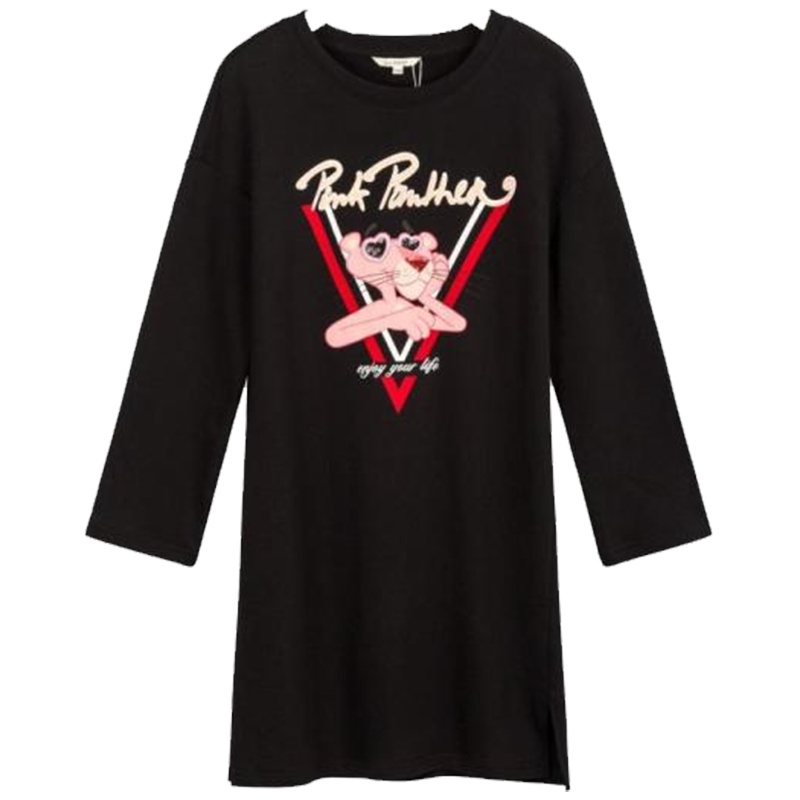 【热卖】秋装新款韩版小清新粉红豹宽松显瘦卫衣连衣裙60300288