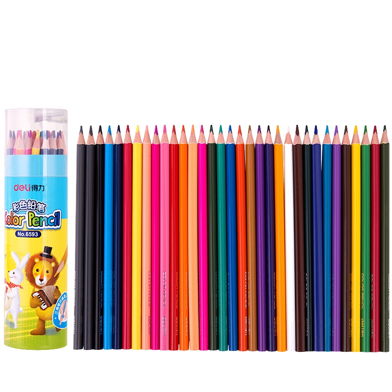得力6593-36色三角杆彩铅 36色