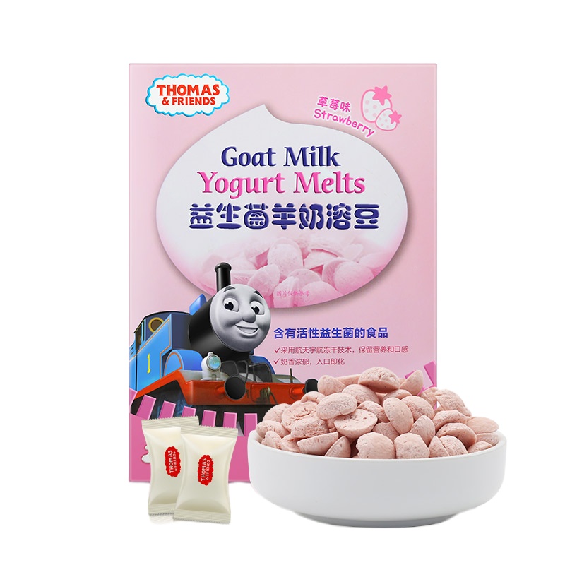 小火车益生菌羊奶溶豆 托马斯宝宝零食 儿童小奶豆小馒头(草莓味)18g