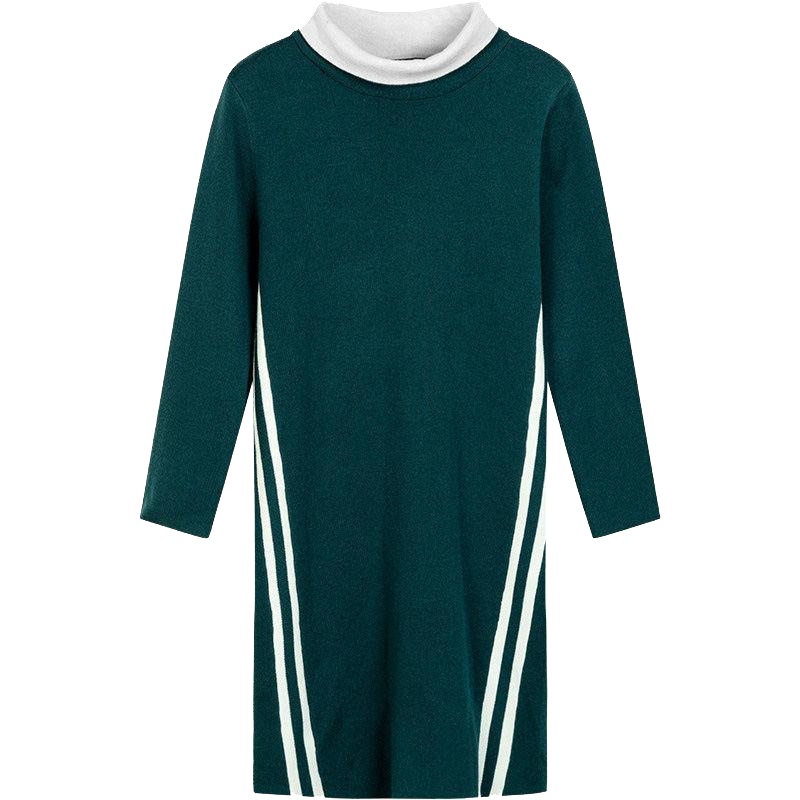 拉贝缇针织连衣裙秋装新款长款高领宽松中长款裙子长袖女60006051