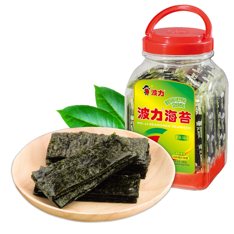 波力 原味海苔100g(约100包)桶装 儿童即食零寿司紫菜拌饭