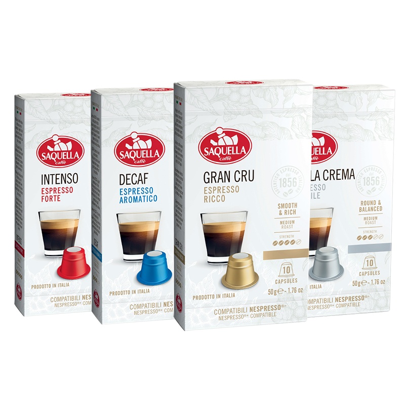 圣贵兰 意大利原装进口胶囊咖啡10粒X4盒装 意式浓缩纯黑咖啡胶囊 四种口味组合装