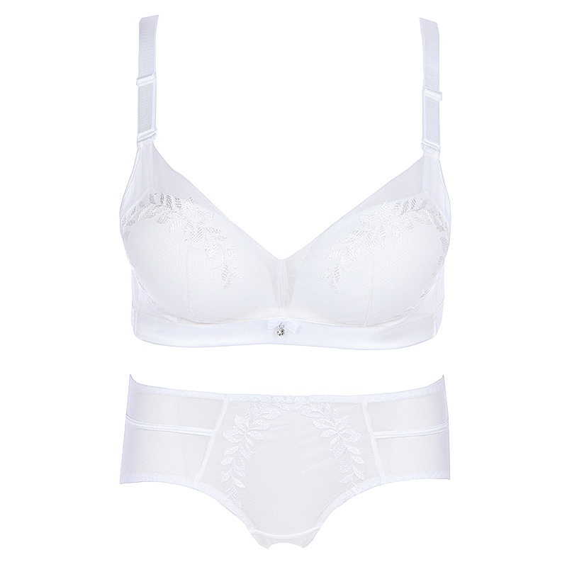 都市丽人【商场同款】浪漫花瓣刺绣蕾丝网纱女士内衣无钢圈聚拢文胸罩1B0567